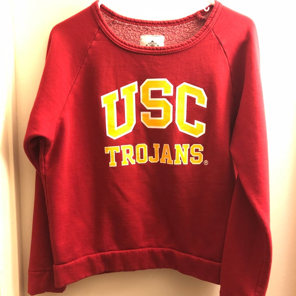 Red usc trojans long-sleeved crew-neck hoodie